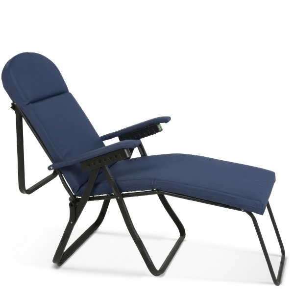 Πολυθρόνα 7 Θέσεων Μαύρου Σκελετού Μπλε Σκούρο Μαξιλάρι
