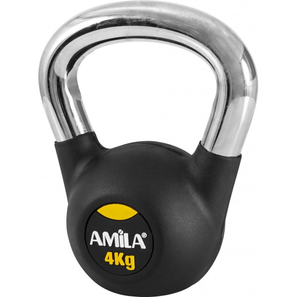 AMILA Kettlebell Rubber Cover Cr Handle 4Kg