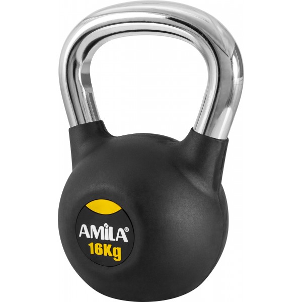 AMILA Kettlebell Rubber Cover Cr Handle 16Kg