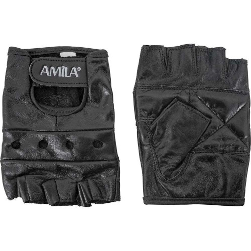 Γάντια Άρσης Βαρών AMILA Δέρμα Nappa Μαύρο XXL