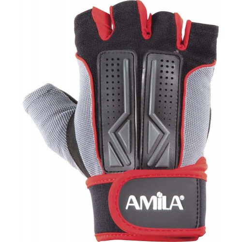 Γάντια Άρσης Βαρών AMILA Amara PU Μαύρο/Κόκκινο/Γκρι L