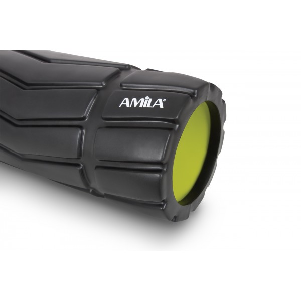 AMILA Foam Roller Arrow Φ14x33cm Μαύρο/Λάιμ